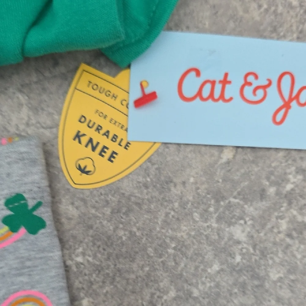 (J66) Cat & Jack Green St Patrick's Day Kids Matching Set 12 Mths